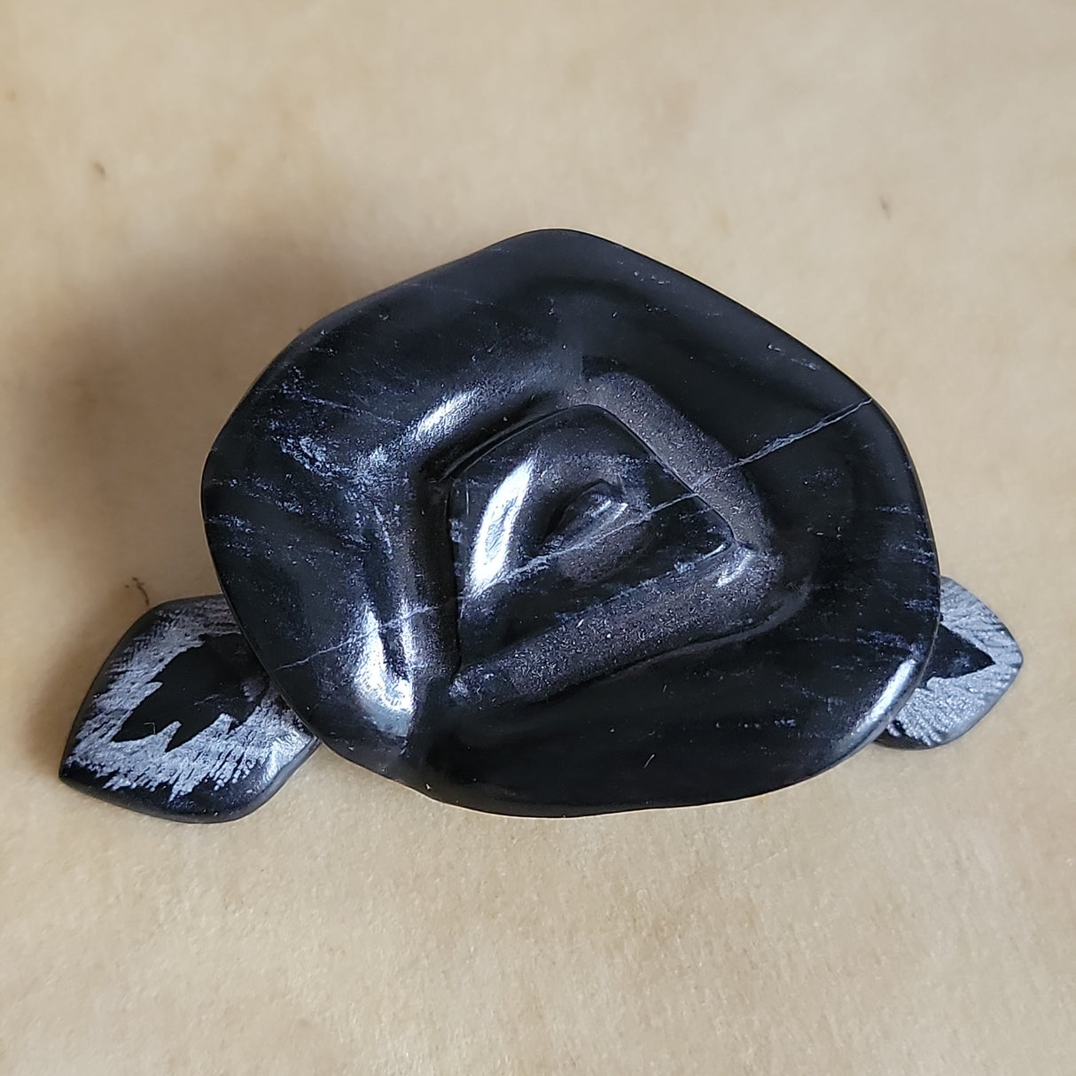 Shannon Calavaza Black Marble Rose Zuni Fetish
