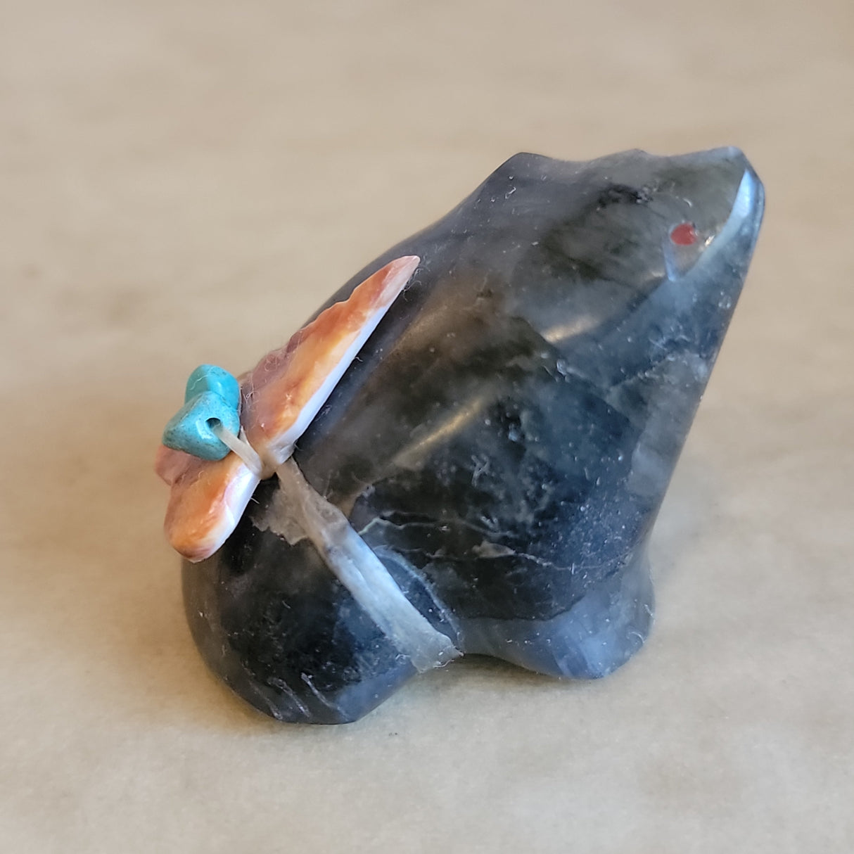 Daphne Quam Labradorite Sitting Bear Zuni Fetish