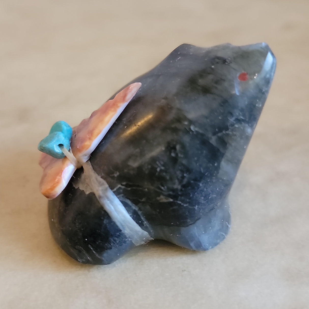 Labradorite Sitting Bear Zuni Fetish