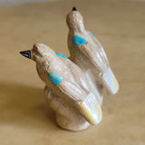 Double Travertine Lovebirds Zuni Fetish