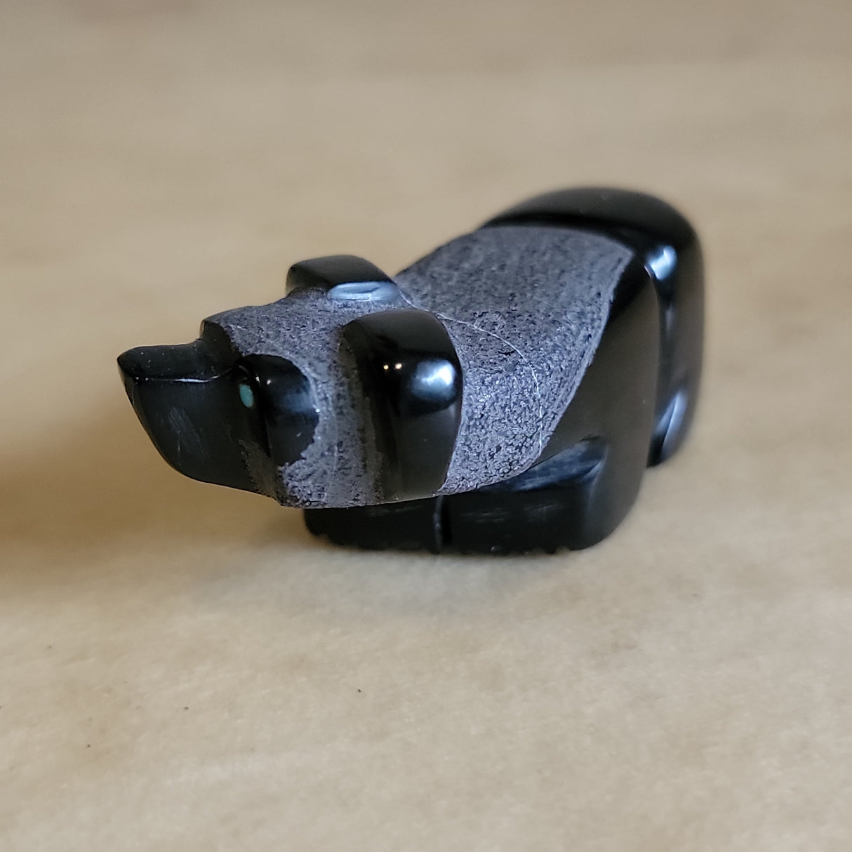 Reynold Lunasee Marble Gazing Bear Zuni Fetish