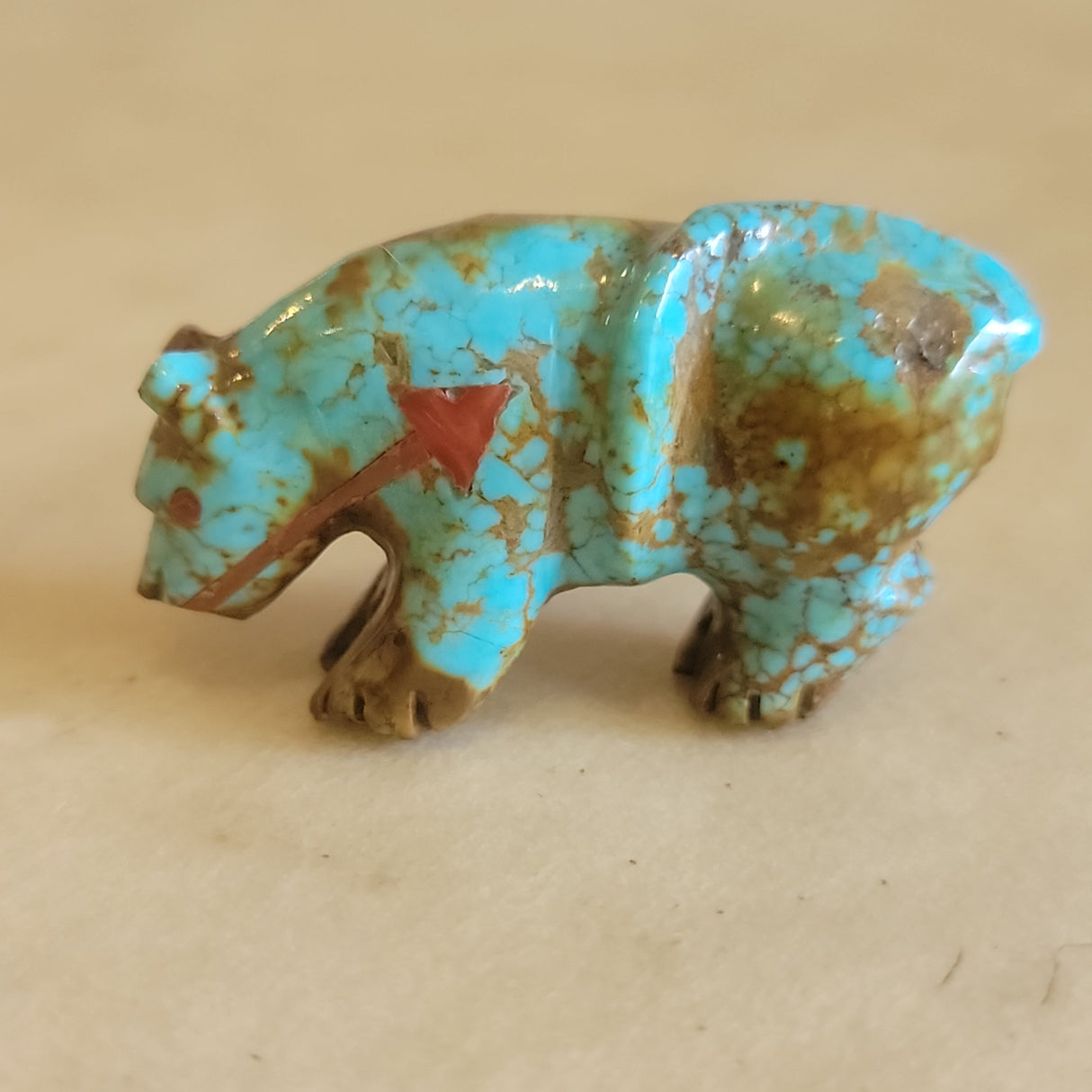 Andres Quandelacy Classic Turquoise Mountain Lion Zuni Fetish