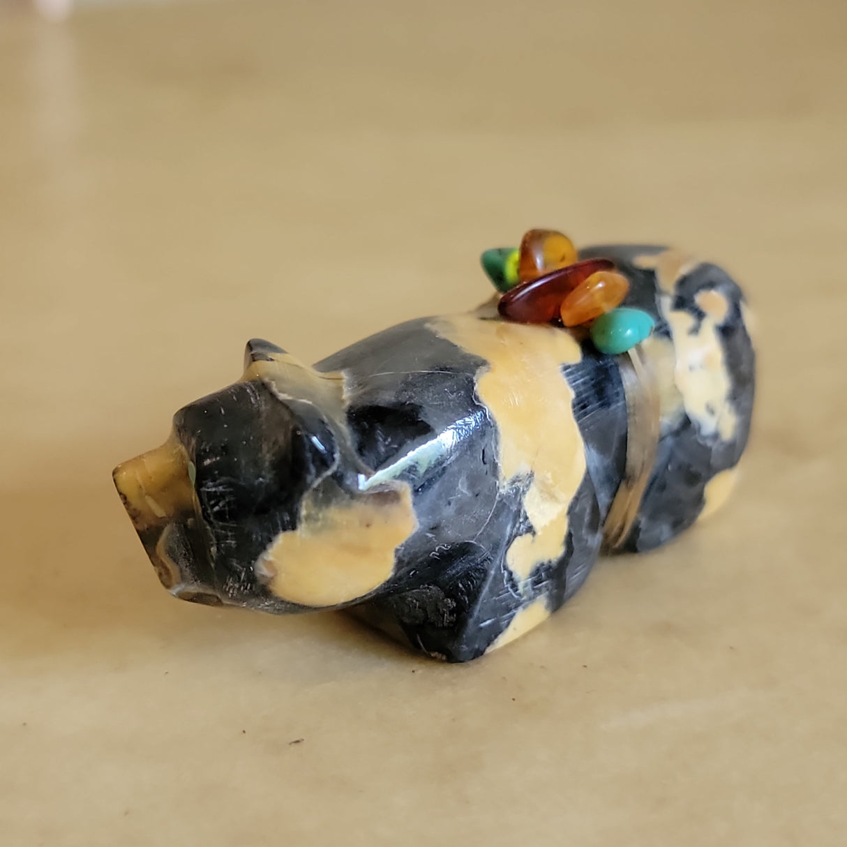 Egyptian Marble Grizzly Bear Zuni Fetish