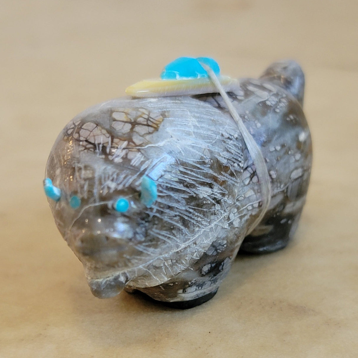 Picaso Marble Bison/Buffalo Zuni Fetish