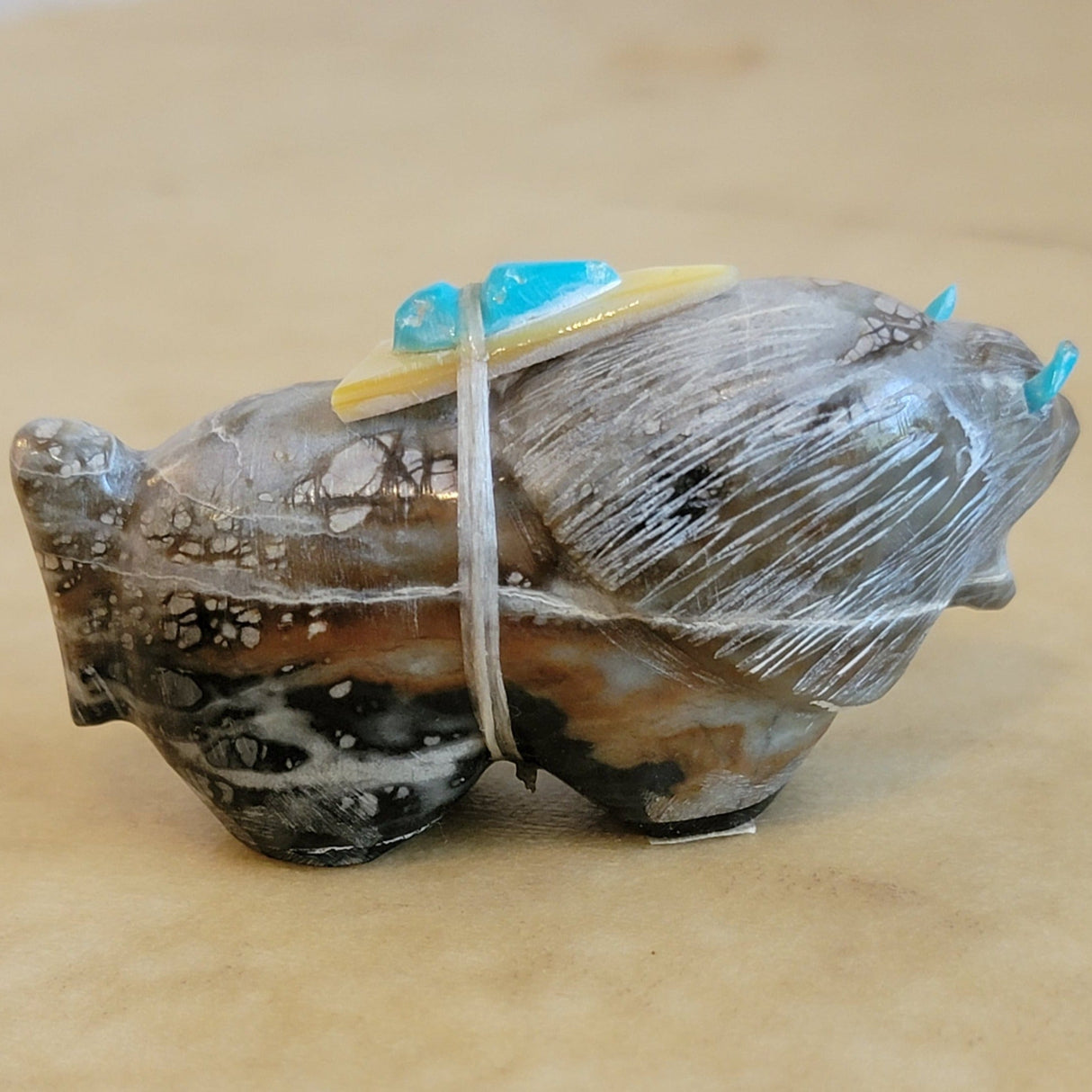 Picaso Marble Bison/Buffalo Zuni Fetish