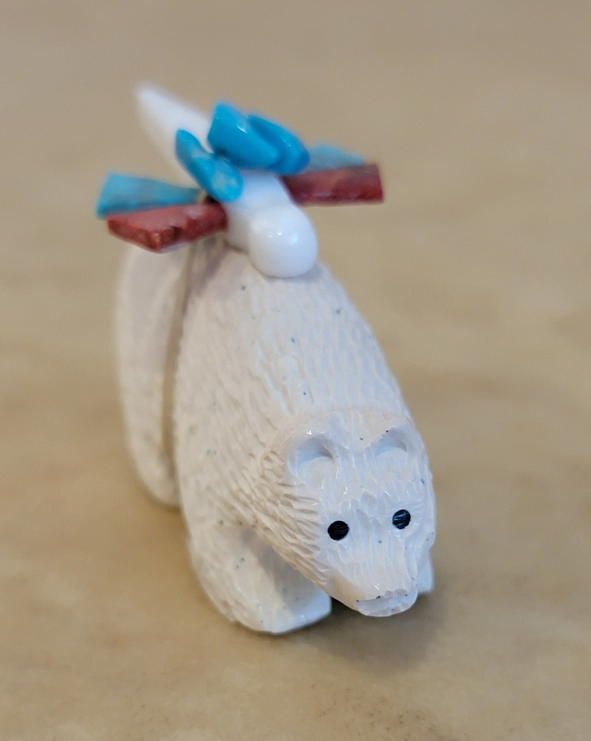 Fish Rock Bear with Dragonfly Zuni Fetish