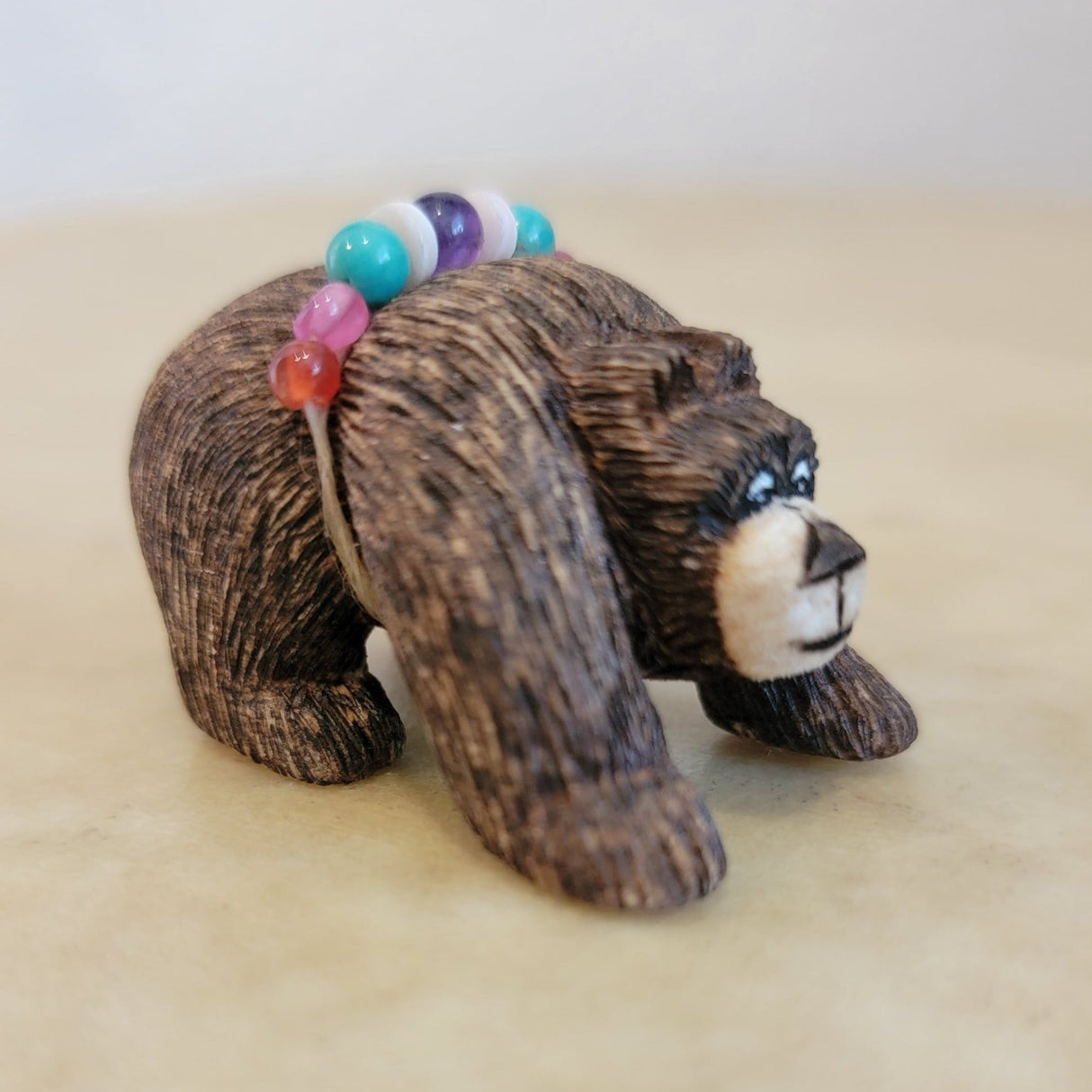 Elise Westika Wooden Bear w/Fancy Bundle Zuni Fetish/Folk Art