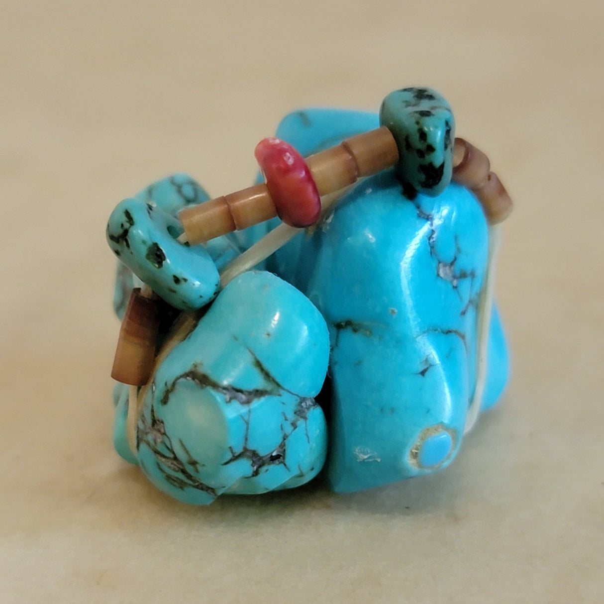 Double Turquoise Nugget Bears Zuni Fetish