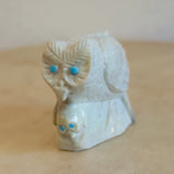 Derrick Kaamasee Owl and Owl Serpentine Zuni Fetish