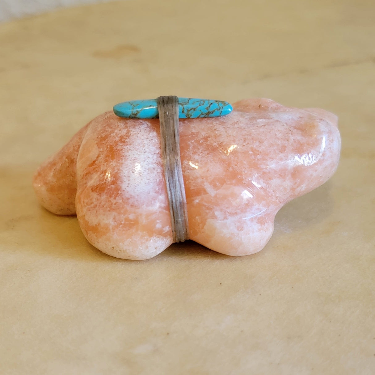 Orange Alabaster Bear Zuni Fetish