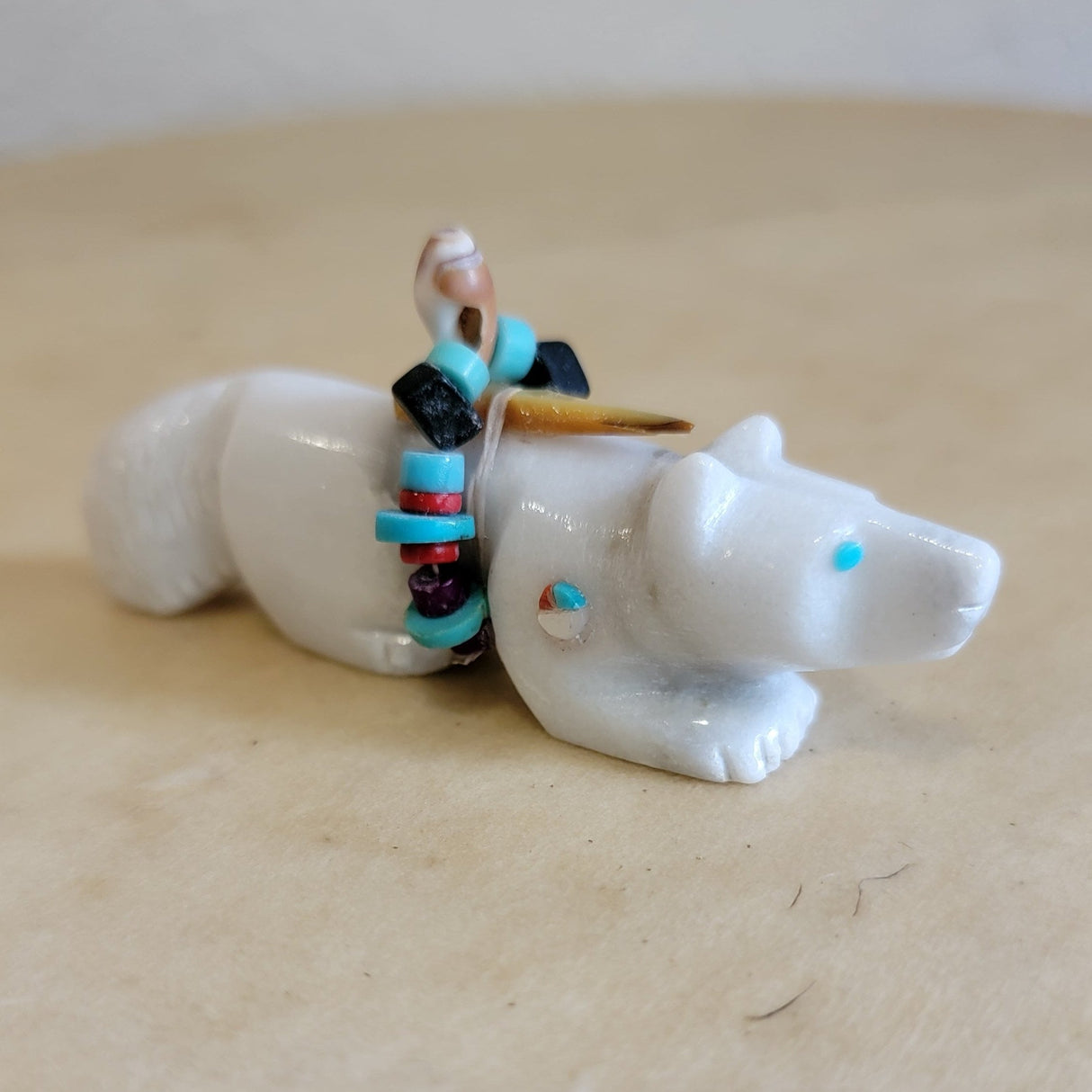 White Marble Wolf Zuni Fetish