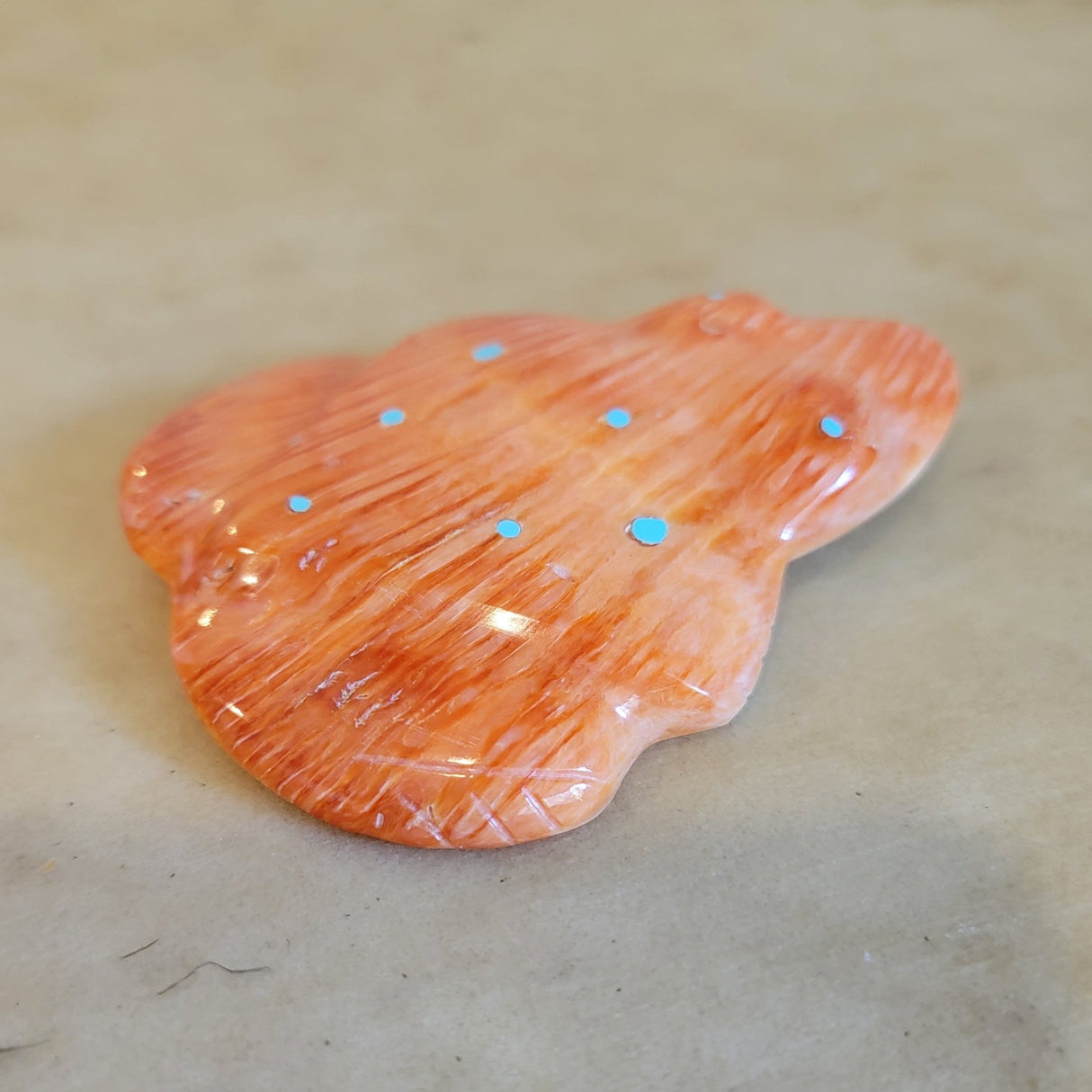 Large Orange Spiny Oyster Shell Fancy Frog Zuni Fetish