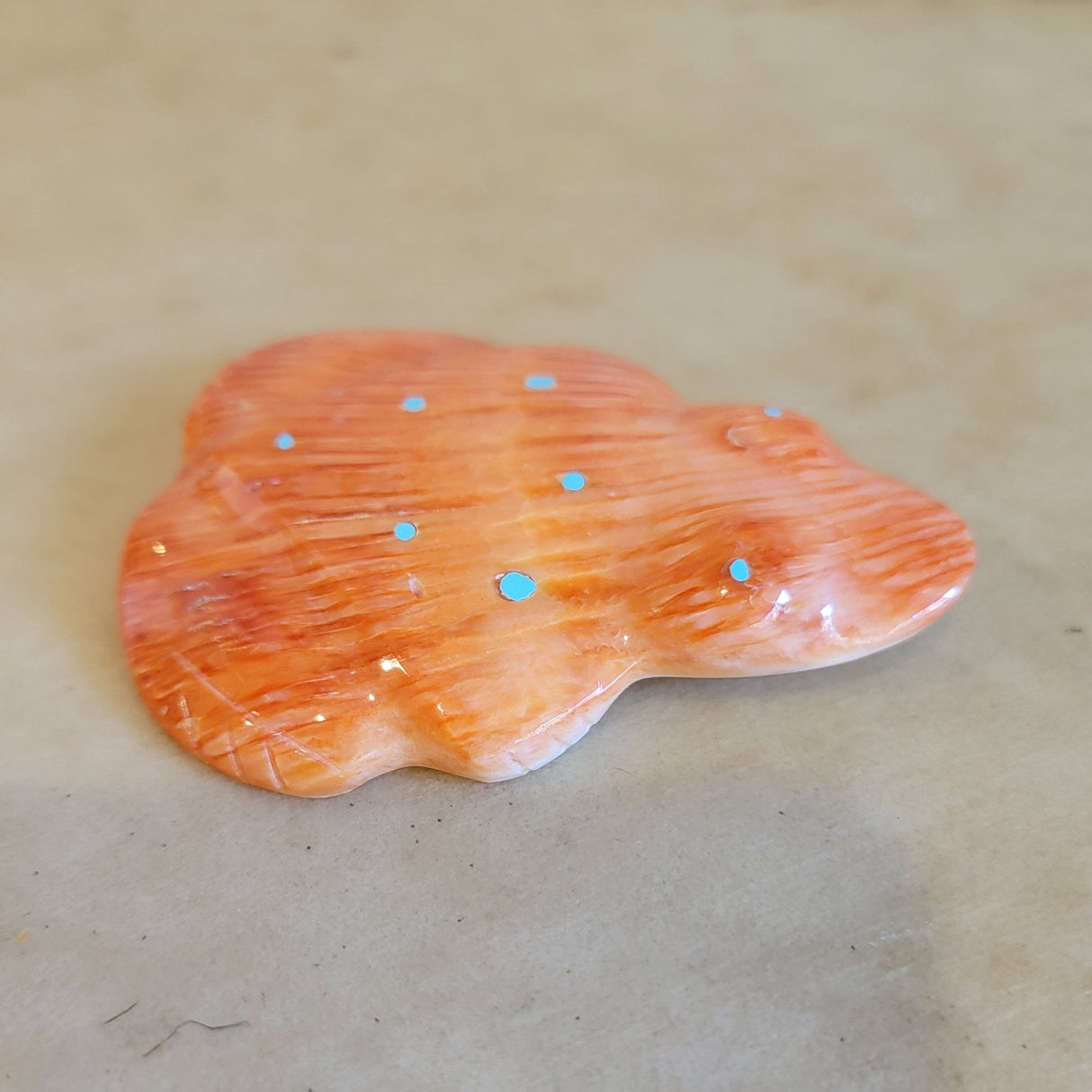 Large Orange Spiny Oyster Shell Fancy Frog Zuni Fetish