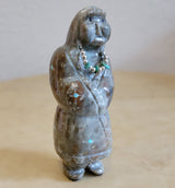 Traditional Zuni Elder Woman w/Shawl and Necklace Zuni Fetish