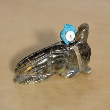 Labradorite Eagle w/Pack Zuni Fetish