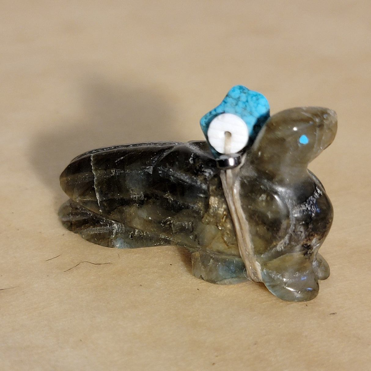 Labradorite Messenger Eagle w/Pack Zuni Fetish