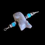 Zuni Fetish Fluorite Bear w/Heishe Pendant Indian Jewelry