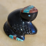 Coiled Jet Inlaid Rattlesnake/Snake Zuni Fetish