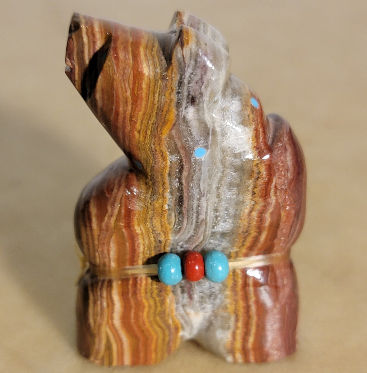 Standing Proud Onyx Bear Zuni Fetish