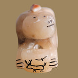 Peach Alabaster Bear w/Pottery Bowl Zuni Fetish