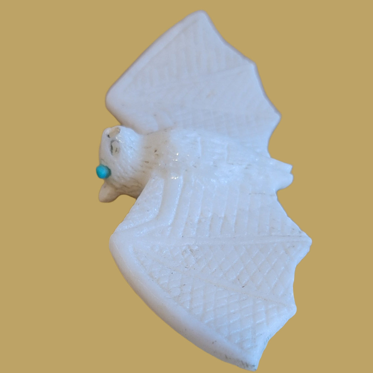 Albino Bat White Marble Zuni Fetish