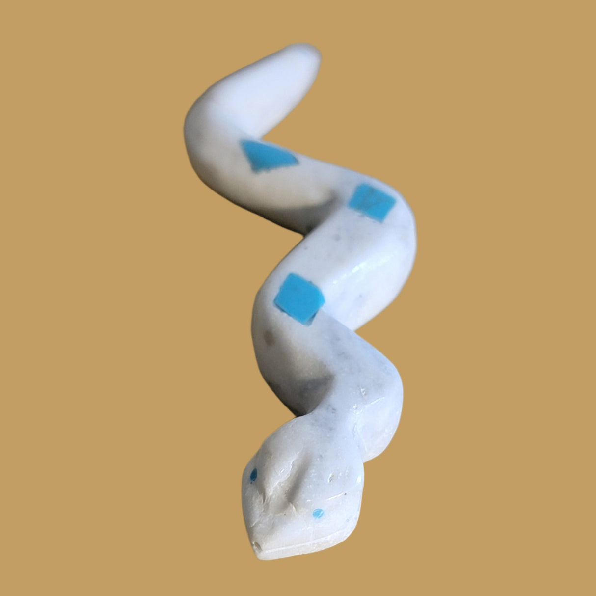 Slithering Marble Turquoise Diamond Backed Snake Zuni Fetish