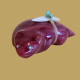 Cranberry Slag Glass Zuni Fetish Badger