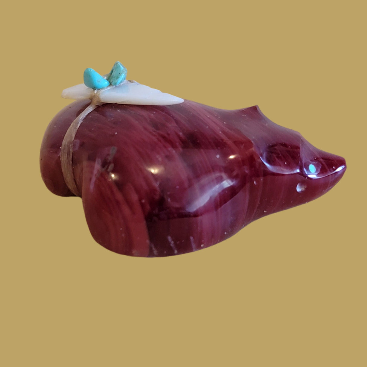 Cranberry Slag Glass Zuni Fetish Badger