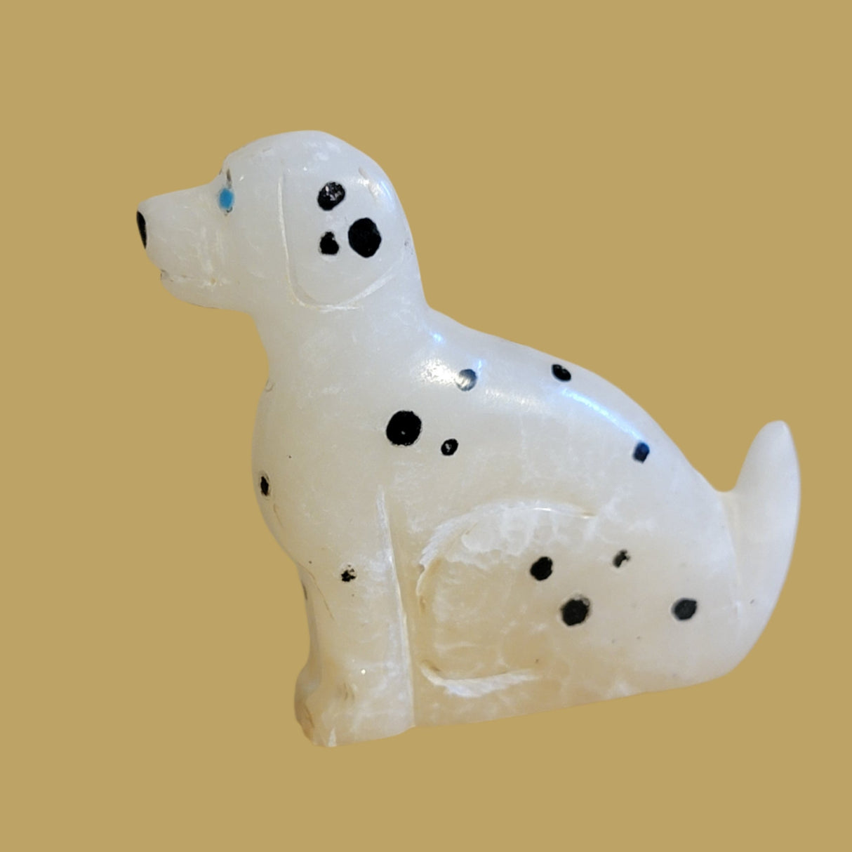 Alabaster Spotted Dalmatian Dog/Pup Zuni Fetish