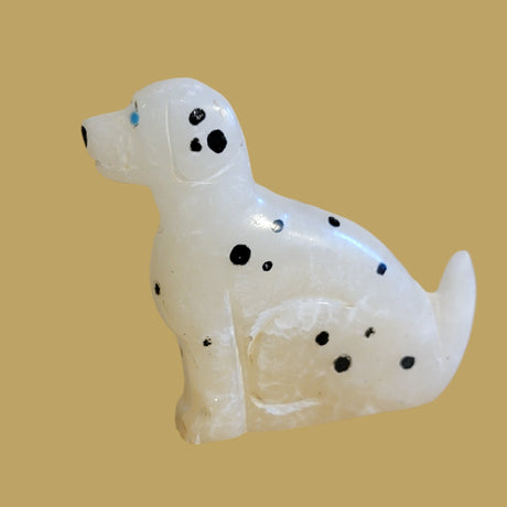 Alabaster Spotted Dalmatian Dog/Pup Zuni Fetish
