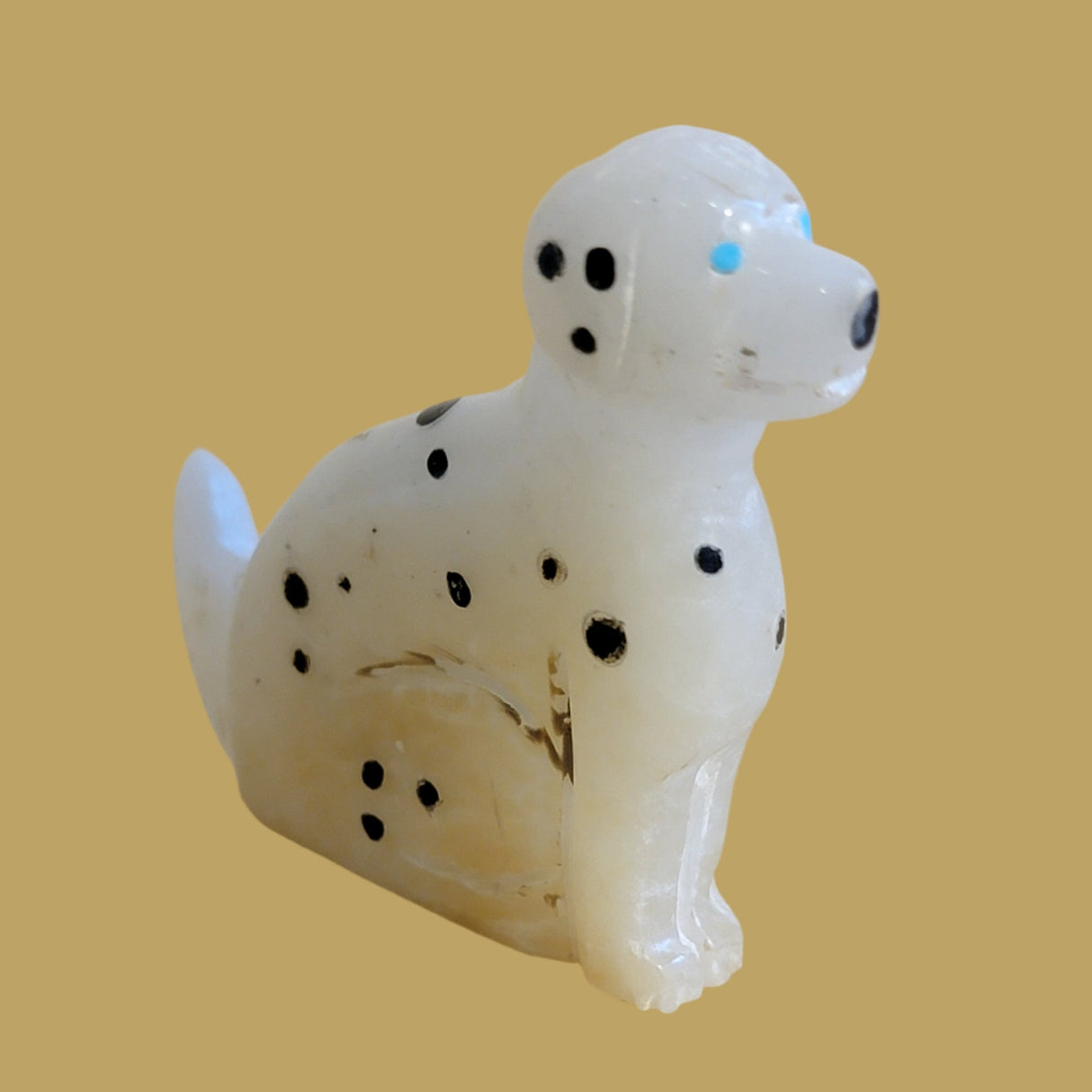 Alabaster Spotted Dalmatian Dog/Pup Zuni Fetish