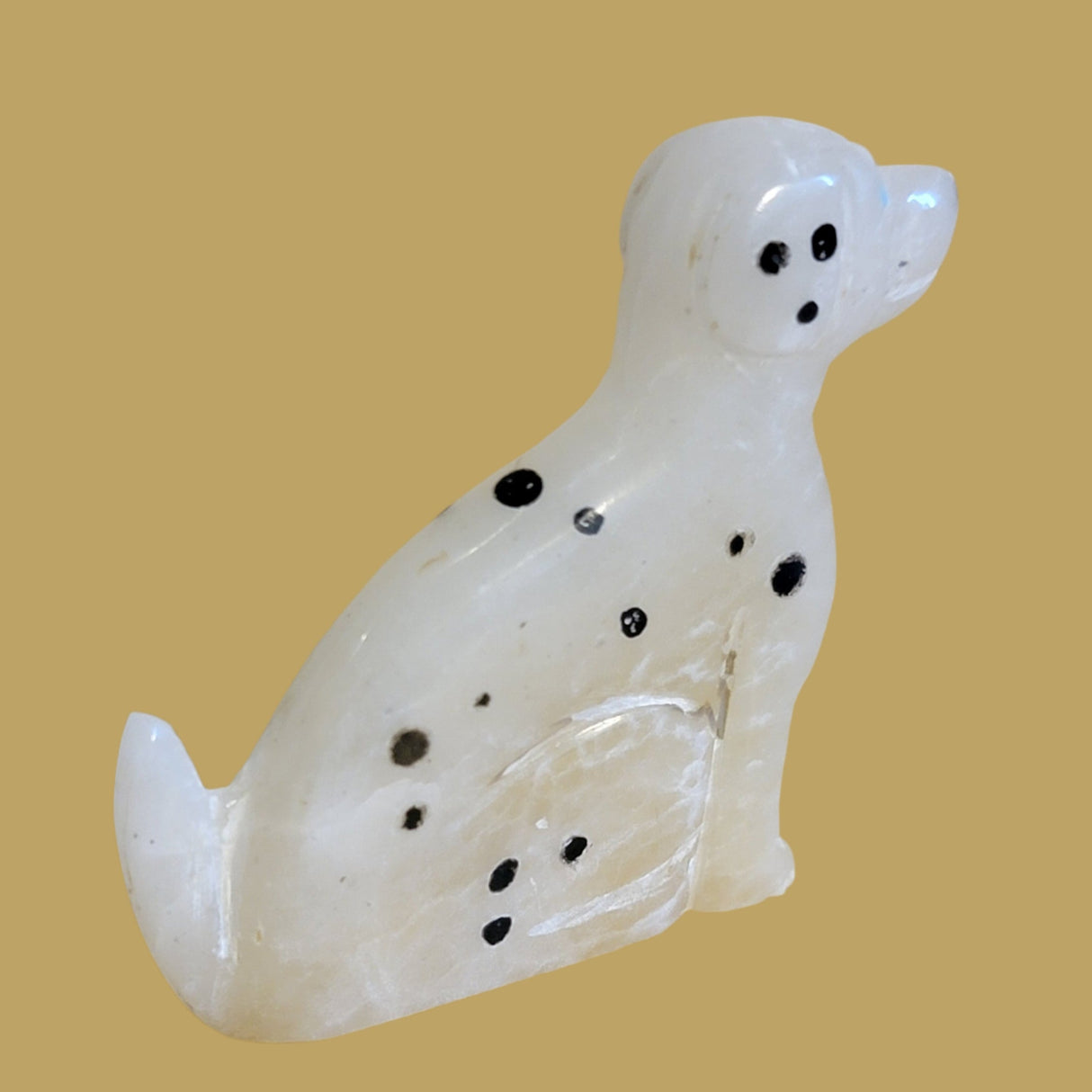 Alabaster Spotted Dalmatian Dog/Pup Zuni Fetish