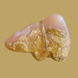 Pink Calcite Bobcat w/Side Pack Zuni Fetish