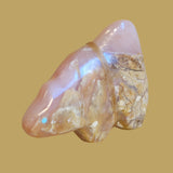 Pink Calcite Bobcat w/Side Pack Zuni Fetish