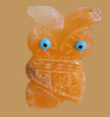 Orange Alabaster Hoot Owl Zuni Fetish
