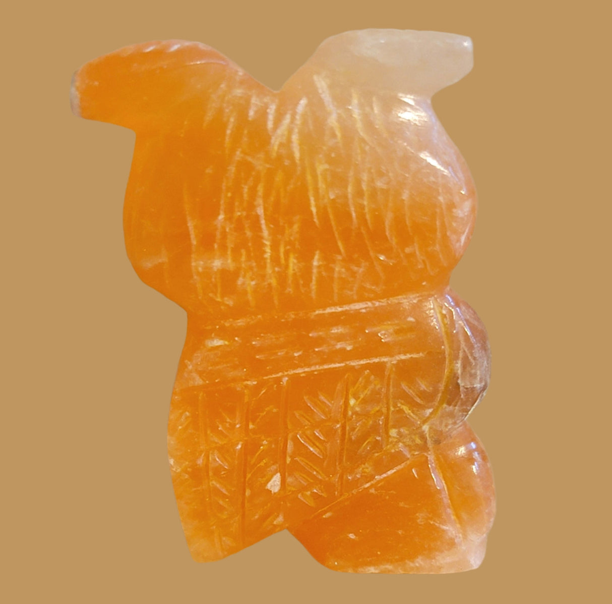 Orange Alabaster Hoot Owl Zuni Fetish
