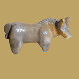 Travertine Horse w/Turquoise Hooves and M.O.P. Nose Zuni Fetish