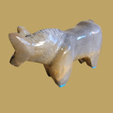 Travertine Horse w/Turquoise Hooves and M.O.P. Nose Zuni Fetish