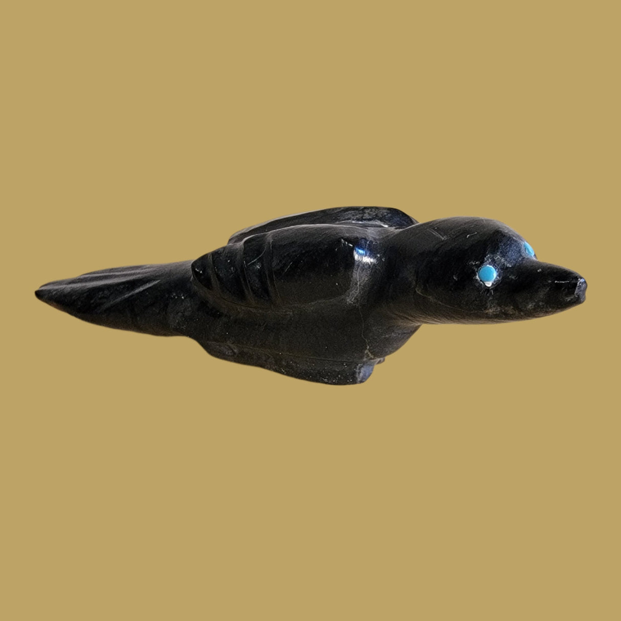 Black Marble Healing Raven Zuni Fetish