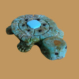 Chrysocolla Turtle w/Turquose Center Zuni Fetish