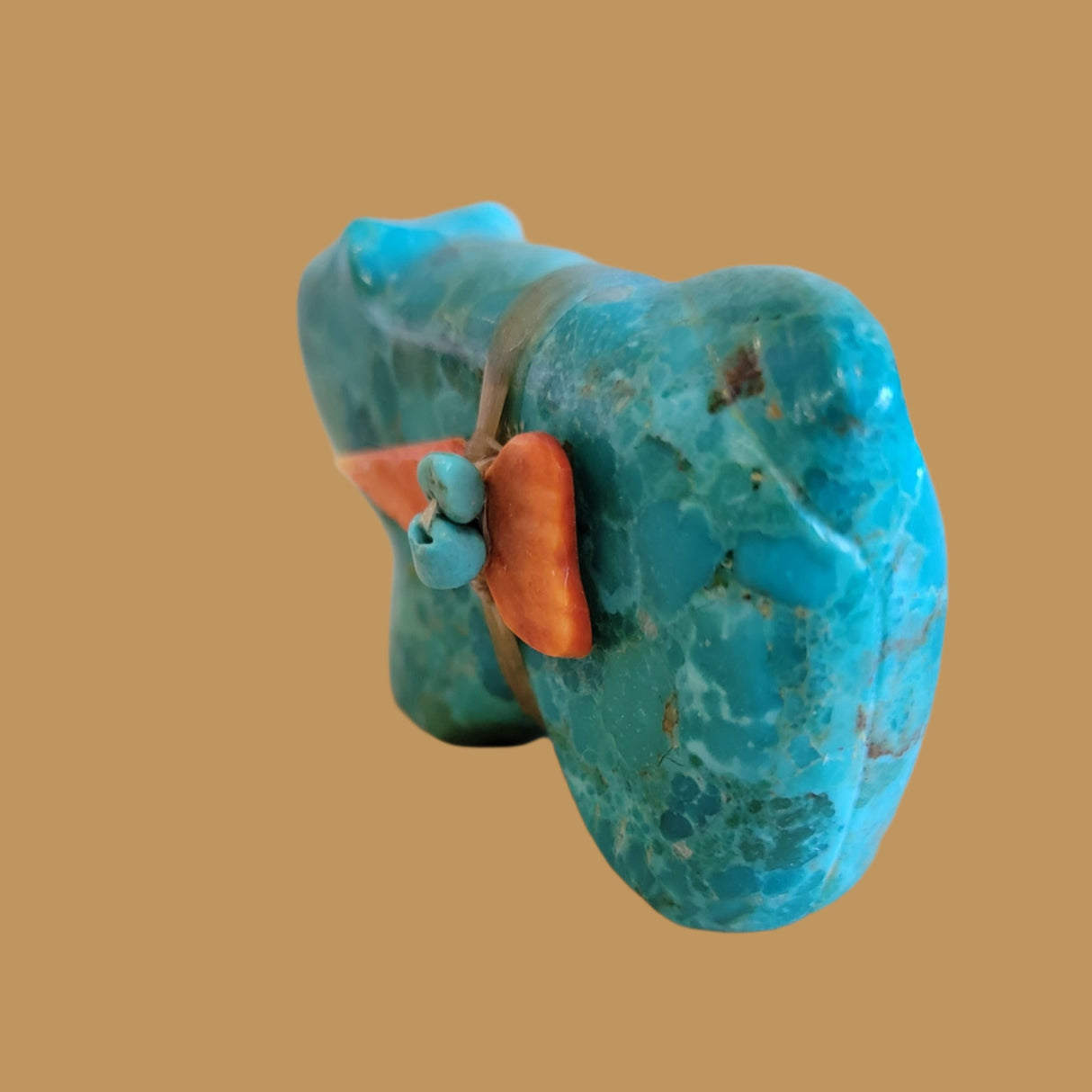 Turquoise Mtn. Lion w/Colorful Sidepack Zuni Fetish