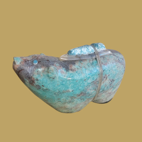 Variscite Bear w/ Jet Feet Zuni Fetish