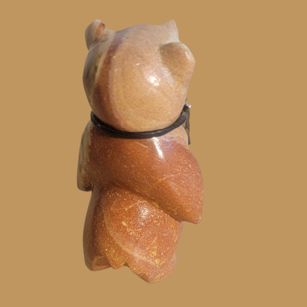 Darling Dolomite Bear w/Fancy Sterling Silver and Turquoise Bolo Tie Zuni Fetish