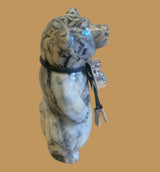 Dressed Up Pinolite Bear w/sterling Silver Bolo Tie Zuni Fetish
