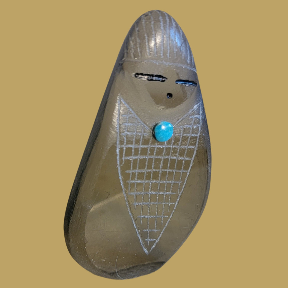 Glass Zuni Corn Maiden with Turquoise Zuni Fetish