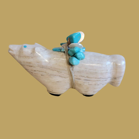 Wolf w/ Fancy Full Bundle Zuni Fetish