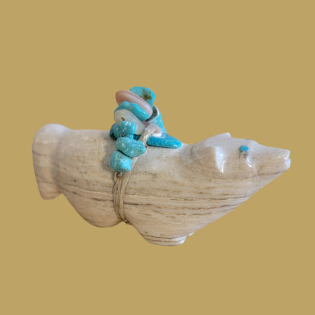 Wolf w/ Fancy Full Bundle Zuni Fetish