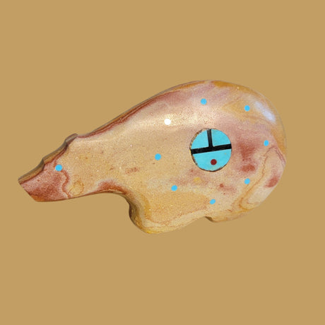 Large Hickoryite Bear w/Zuni Suns Zuni Fetish
