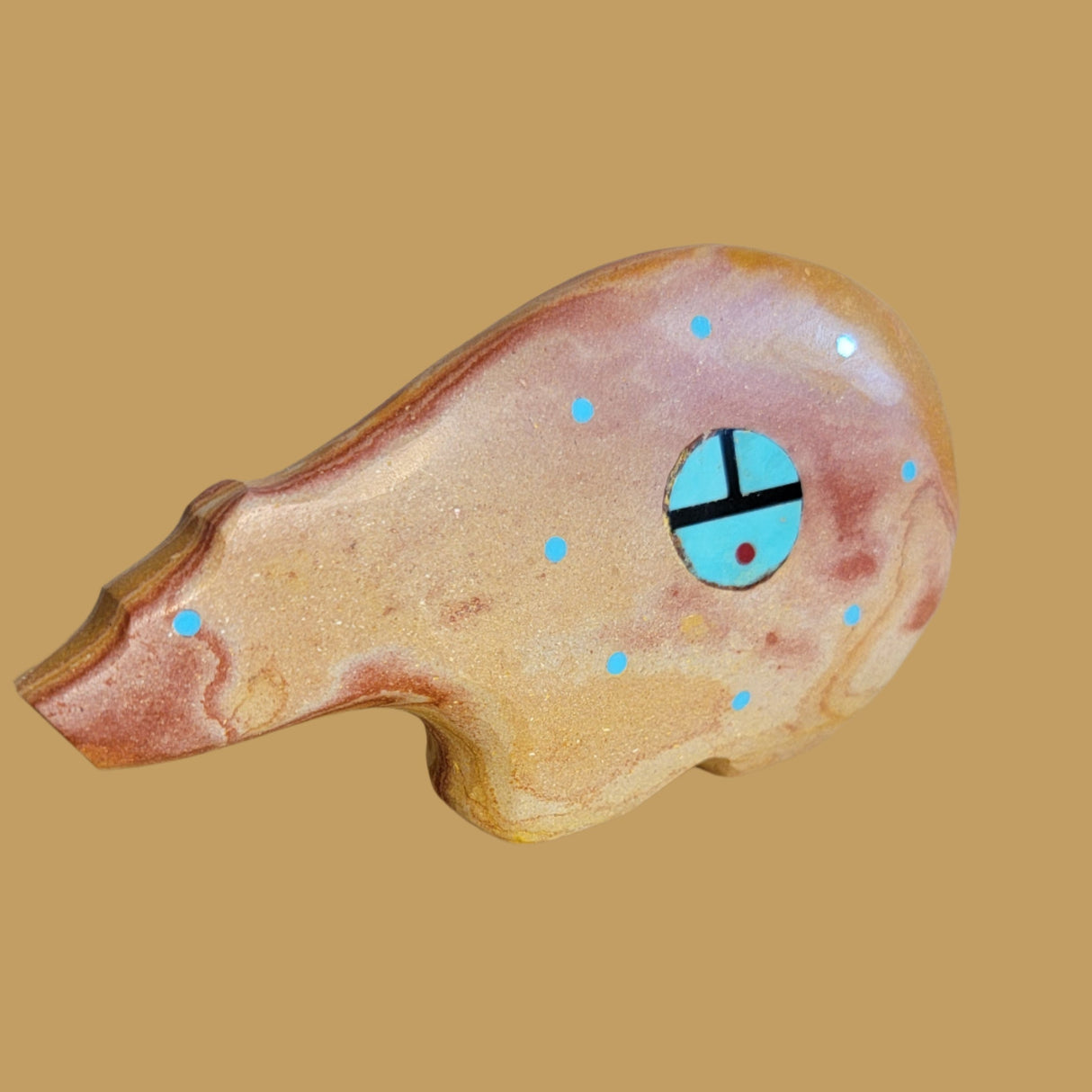 Large Hickoryite Bear w/Zuni Suns Zuni Fetish