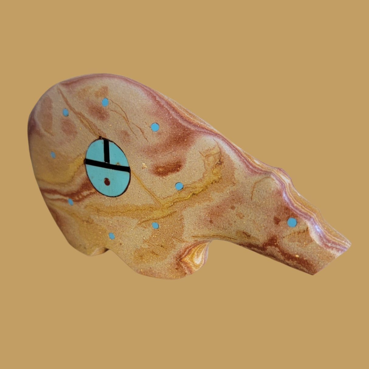 Large Hickoryite Bear w/Zuni Suns Zuni Fetish